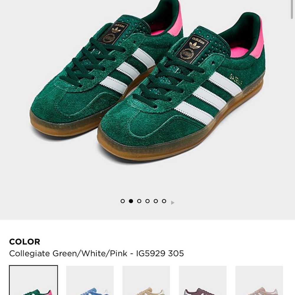 Adidas Gazelle Green and Pink Sneakers